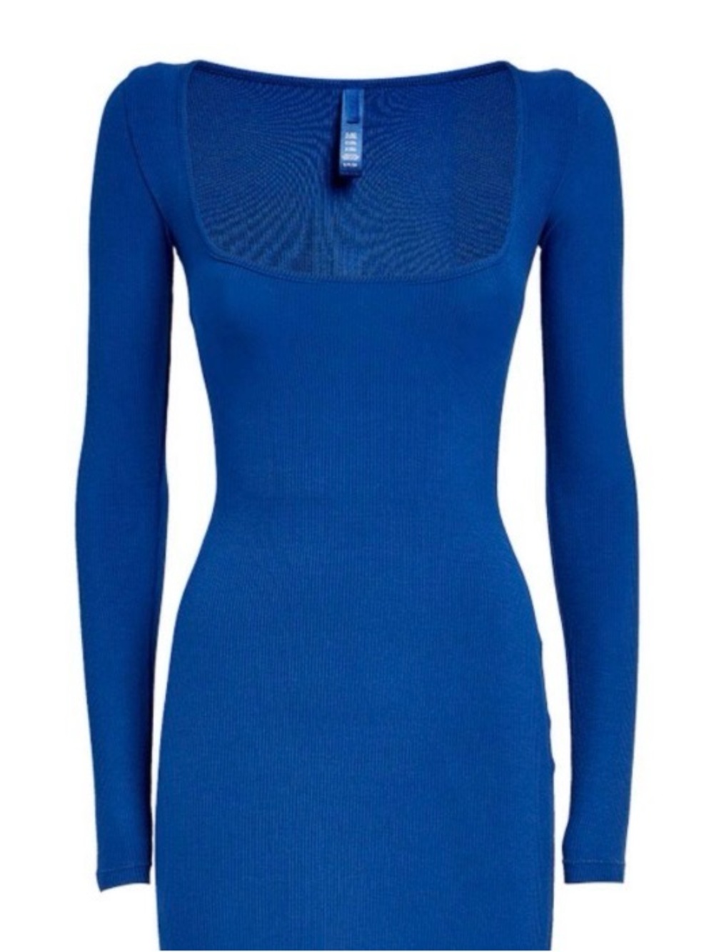 SKIMS Royal Blue Long Sleeve Square Neck Bodycon Dress